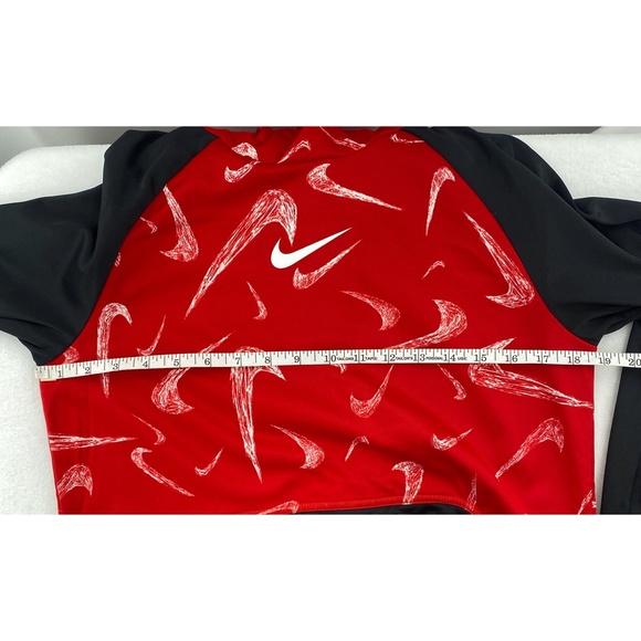Nike Dri-Fit  Red Long Sleeve Big Kid Pull Over w/ Front Pocket w/ Hood - Picture 2 of 8